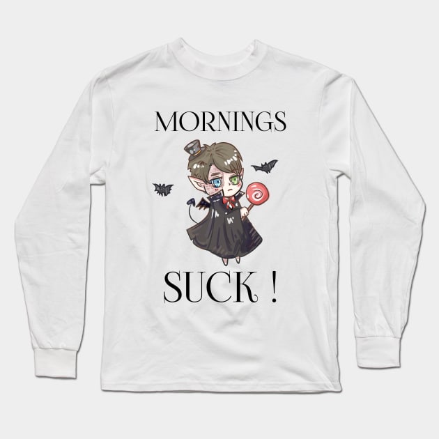 Mornings Suck Vampire Fangs Long Sleeve T-Shirt by houssem